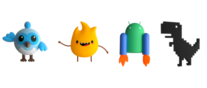 △ Flutter 的 Dash、Firebase 的 Sparky、Android Jetpack 和 Chrome 的 Dino